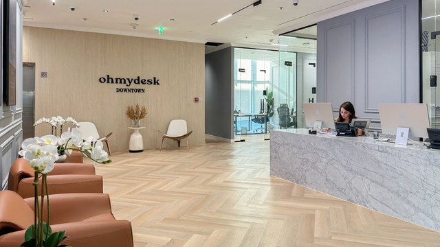Reception at Oh My Desk Downtown Dubai, thumbnail for the 2026 guide to what a company P.O. Box costs